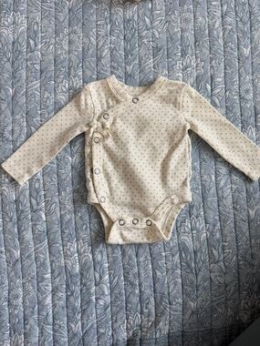 Cream Polka-Dot Long-Sleeve Baby One-Piece